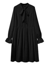 Load image into Gallery viewer, Classy Black Bow Slim Fit Chiffon Robe Dresses Fall