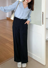 Load image into Gallery viewer, Classy Black Elastic Waist Draping Spandex Wide Leg Pants Fall