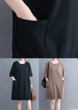 Load image into Gallery viewer, Classy Black Oversized Pockets Cotton Mid Dress Summer