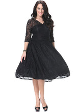 Load image into Gallery viewer, Classy Black V Neck Wrinkled Party Lace Long Dress Summer