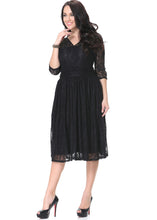 Load image into Gallery viewer, Classy Black V Neck Wrinkled Party Lace Long Dress Summer