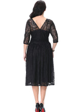 Load image into Gallery viewer, Classy Black V Neck Wrinkled Party Lace Long Dress Summer