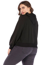 Load image into Gallery viewer, Classy Black Zippered Drawstring Patchwork Hooded Coats Long Sleeve