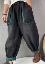 Load image into Gallery viewer, Classy Black elastic waist Pockets denim Pants Spring