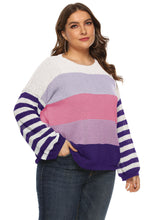 Load image into Gallery viewer, Classy Blackish Green Striped Patchwork Cozy Knit Pullover Fall