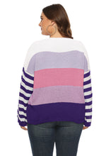 Load image into Gallery viewer, Classy Blackish Green Striped Patchwork Cozy Knit Pullover Fall