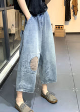 Load image into Gallery viewer, Classy Blue Patchwork High Waist Denim Crop Pants Summer