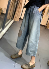 Load image into Gallery viewer, Classy Blue Patchwork High Waist Denim Crop Pants Summer