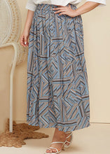 Load image into Gallery viewer, Classy Blue Print Wrinkled Patchwork Cotton Skirt Summer