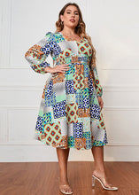 Load image into Gallery viewer, Classy Colorblock V Neck Print Patchwork Chiffon Dress Fall