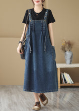 Load image into Gallery viewer, Classy Denim Blue Oversized Wrinkled Wrinkled Strap Dresses Summer