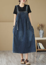 Load image into Gallery viewer, Classy Denim Blue Oversized Wrinkled Wrinkled Strap Dresses Summer