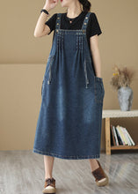 Load image into Gallery viewer, Classy Denim Blue Oversized Wrinkled Wrinkled Strap Dresses Summer