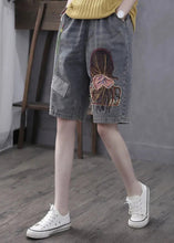 Load image into Gallery viewer, Classy Grey Print Embroideried Elastic Waist Straight Shorts Summer