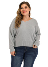 Load image into Gallery viewer, Classy Grey V Neck Thick Knit Sweaters Long Sleeve