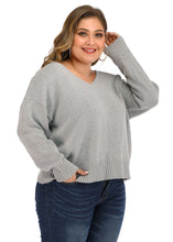 Load image into Gallery viewer, Classy Grey V Neck Thick Knit Sweaters Long Sleeve