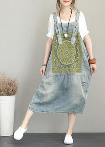 Classy Hole Spaghetti Strap Cotton tunic pattern Catwalk denim Dress