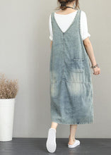 Load image into Gallery viewer, Classy Hole Spaghetti Strap Cotton tunic pattern Catwalk denim Dress