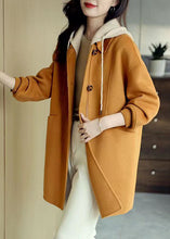 Load image into Gallery viewer, Classy Khaki Button Pockets Patchwork Woolen Hoodies Outwear Fall