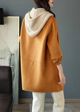 Load image into Gallery viewer, Classy Khaki Button Pockets Patchwork Woolen Hoodies Outwear Fall