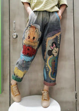 Load image into Gallery viewer, Classy Light Blue Print Patchwork Crop Jeans Summer