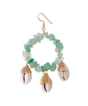 Load image into Gallery viewer, Classy Light Green Copper Shell Crystal Knit Fabric Drop Earrings