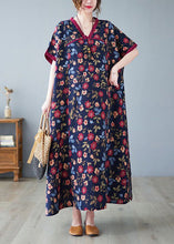 Load image into Gallery viewer, Classy Mulberry V Neck Print Cotton Long Dresses Summer