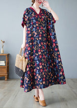 Load image into Gallery viewer, Classy Mulberry V Neck Print Cotton Long Dresses Summer