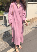 Load image into Gallery viewer, Classy Pink Button side open Cotton shirt long Dress Spring