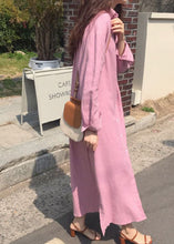 Load image into Gallery viewer, Classy Pink Button side open Cotton shirt long Dress Spring