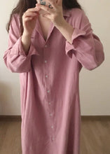 Load image into Gallery viewer, Classy Pink Button side open Cotton shirt long Dress Spring