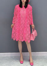 Load image into Gallery viewer, Classy Rose Ruffled Hollow Out Patchwork Lace Mid Dress Summer