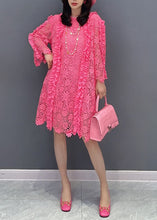 Load image into Gallery viewer, Classy Rose Ruffled Hollow Out Patchwork Lace Mid Dress Summer