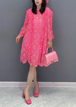 Load image into Gallery viewer, Classy Rose Ruffled Hollow Out Patchwork Lace Mid Dress Summer