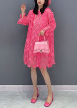 Load image into Gallery viewer, Classy Rose Ruffled Hollow Out Patchwork Lace Mid Dress Summer