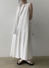 Load image into Gallery viewer, Classy White O Neck Patchwork Cotton Maxi Dresses Sleeveless