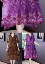 Load image into Gallery viewer, Chocolate Patchwork Lace Maxi Dresses V Neck Embroideried Summer