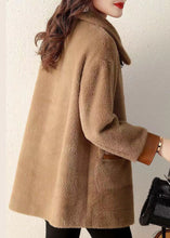 Load image into Gallery viewer, Coffee Pockets Patchwork Faux Fur Coat Peter Pan Collar Button Fall