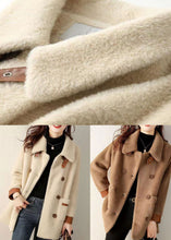 Load image into Gallery viewer, Coffee Pockets Patchwork Faux Fur Coat Peter Pan Collar Button Fall