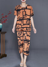 Load image into Gallery viewer, Coffee Print Ice Silk Two Pieces Set Oversized Summer