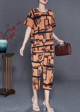 Load image into Gallery viewer, Coffee Print Ice Silk Two Pieces Set Oversized Summer