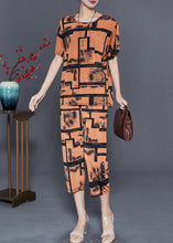 Load image into Gallery viewer, Coffee Print Ice Silk Two Pieces Set Oversized Summer