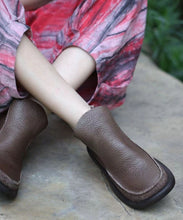 Load image into Gallery viewer, Comfortable Red Ankle Boots Cowhide Leather Splicing Zippered