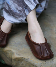 Load image into Gallery viewer, Comfortable Soft Black Cowhide Leather Flats Splicing Wrinkled