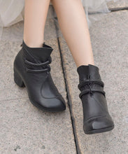 Load image into Gallery viewer, Comfortable Splicing Chunky Boots Black Sheepskin Pointed Toe