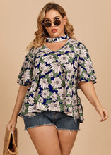 Load image into Gallery viewer, Cozy Green V Neck Print Patchwork Loose Cotton Top Butterfly Sleeve