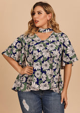 Load image into Gallery viewer, Cozy Green V Neck Print Patchwork Loose Cotton Top Butterfly Sleeve