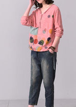 Load image into Gallery viewer, Cozy pink v neck knitted t shirt plus size autumn sweater prints