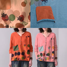 Load image into Gallery viewer, Cozy pink v neck knitted t shirt plus size autumn sweater prints