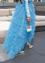 Load image into Gallery viewer, Cute Blue Asymmetrical High Waist Patchwork Tulle Skirt Summer